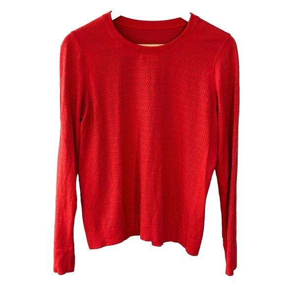 Lululemon Breeze By Long Sleeve Top Siren Red/Orange Open Hole Size 10? 12?? - Picture 1 of 8